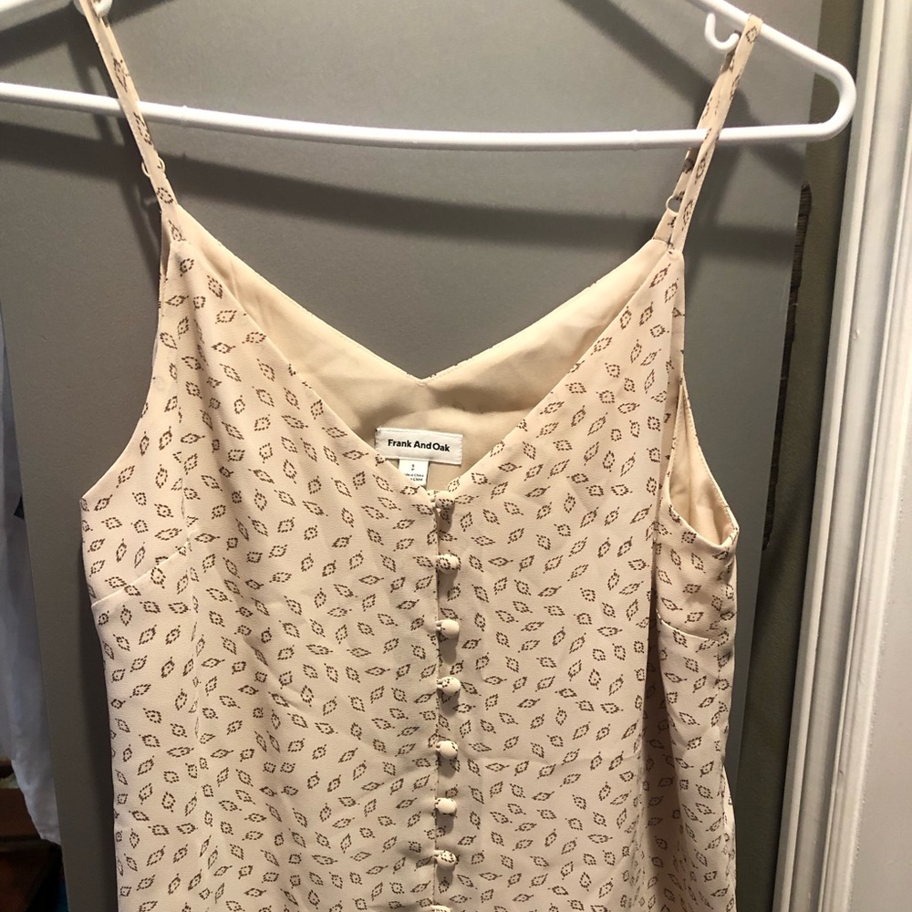 Frank & Oak Beige Cream Printed Satin Camisole